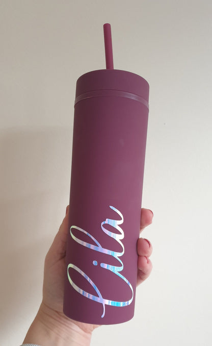 Personalised Skinny Tumbler, 16oz Straw Cup With Lid, Teacher Gift, Reusable Cup, Hen Party Prop, Gift for Friend, Ireland, Irish