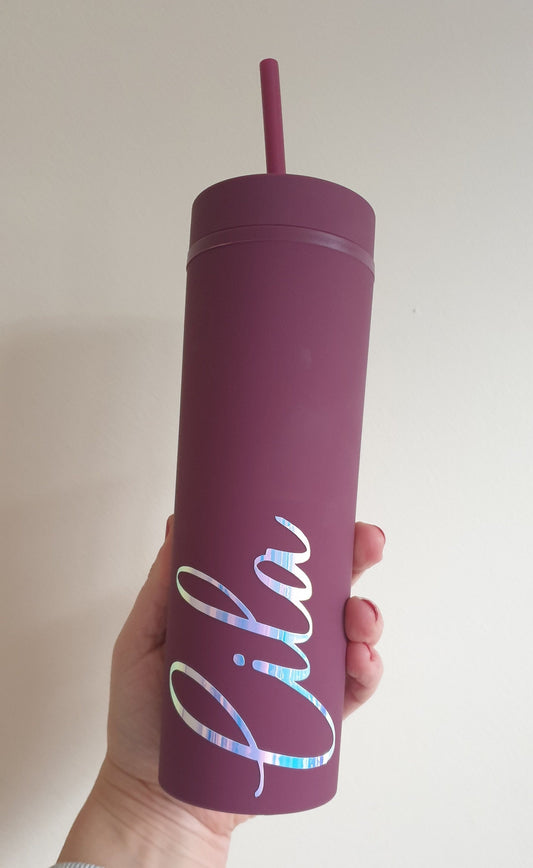 Personalised Skinny Tumbler, 16oz Straw Cup With Lid, Teacher Gift, Reusable Cup, Hen Party Prop, Gift for Friend, Ireland, Irish