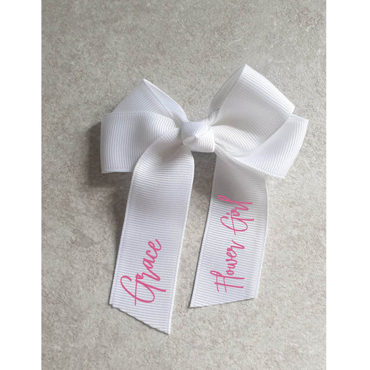 Personalised Flower Girl Hair Clip, Child Bridesmaid, Bow, Hair Bow For Girls, Name Or Initials, Custom Hair Accessory, Irish, Ireland