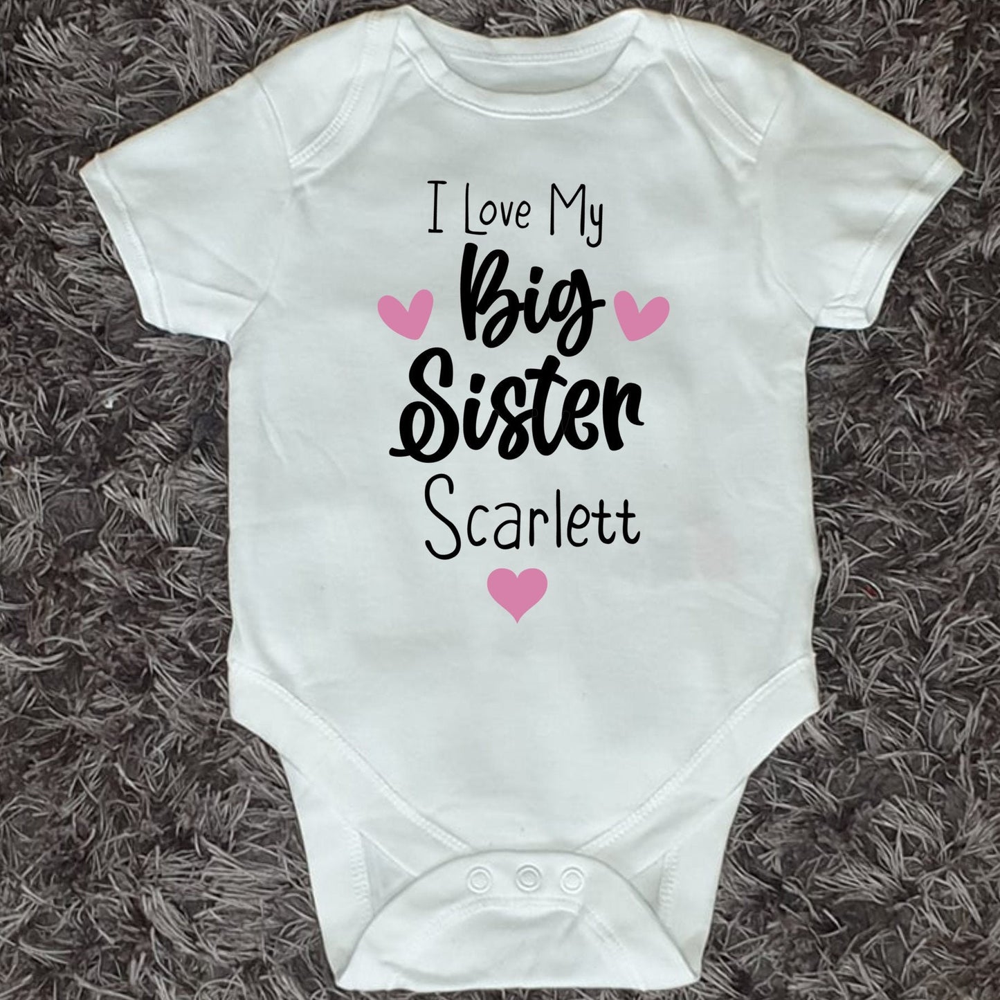 I Love My Big Sister Baby Vest | Personalised Baby Vest | Pregnancy Announcement | Sibling Gift | Bodysuit | Any Text | Ireland | Irish
