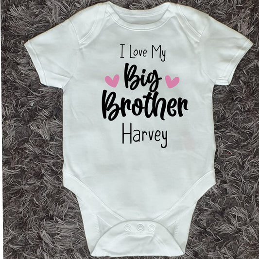 I Love My Big Brother Baby Vest | Personalised Baby Vest | Pregnancy Announcement | Sibling Gift | Bodysuit | Any Text | Ireland | Irish