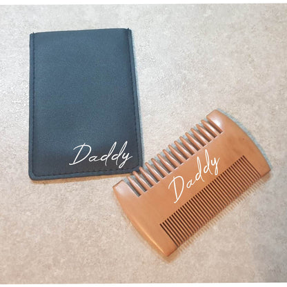 Personalised Mens Beard Comb, Male Grooming Set, Fathers Day Gift, Custom Gift For Dad, Daddy, Grandad, Wooden Comb, Ireland, Irish