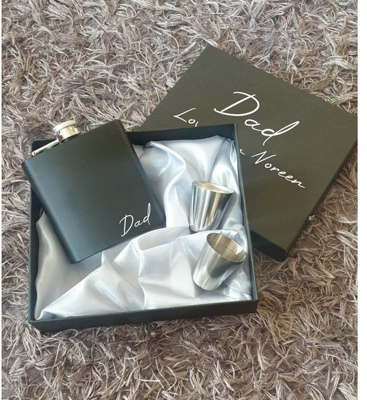 Fathers Day Gift, Personalised Hip Flask Gift Set, Custom Present For Dad, Daddy, Grandad, Name or Initials, Groomsmen, Ireland, Irish