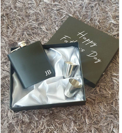Fathers Day Gift, Personalised Hip Flask Gift Set, Custom Present For Dad, Daddy, Grandad, Name or Initials, Groomsmen, Ireland, Irish