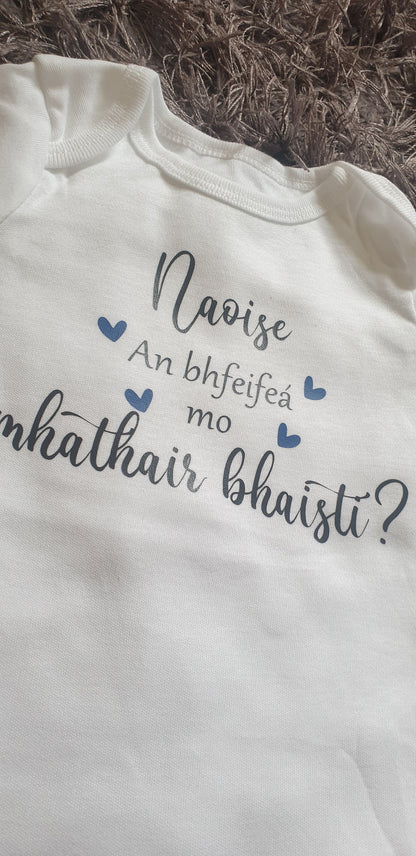 Will You Be My Godmother Baby Vest As Gaelige