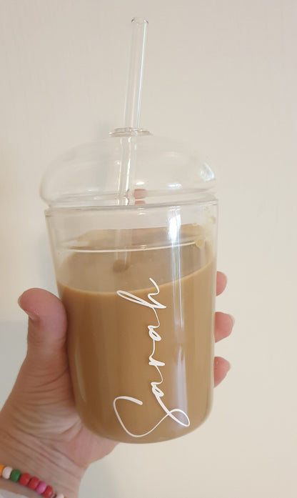 Dome Glass Tumbler, Teacher Gift, Iced Coffee Cup With Lid And Straw, Glass Cup, Summer Cocktails, Reusable, Dome Lid? Ireland, Irish