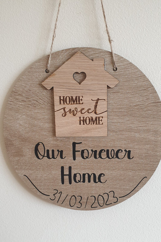 New Home Gift, Housewarming Present, First House Plaque, Forever Home, 20cm Round Sign, Personalised | Hanging Decoration, Irish, Ireland