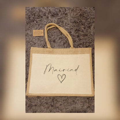 Personalised Tote Bag, Jute Bag With Name, Pocket Bag, Teacher Bag, Beach Bag, Hen Party Bag, Gift for Bridesmaid, Custom, Ireland, Irish