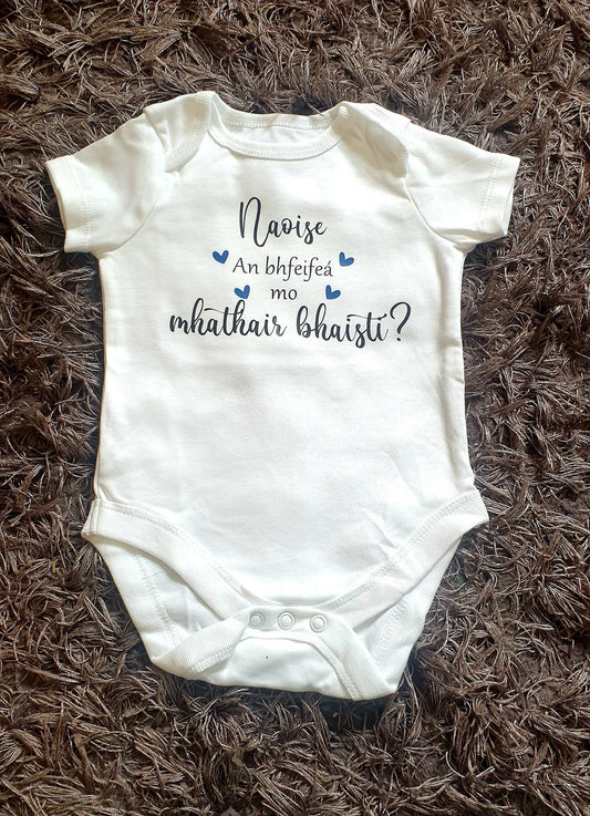 Will You Be My Godmother Baby Vest As Gaelige