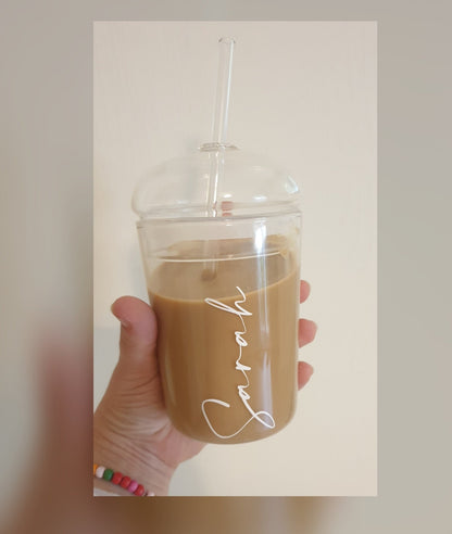 Dome Glass Tumbler, Teacher Gift, Iced Coffee Cup With Lid And Straw, Glass Cup, Summer Cocktails, Reusable, Dome Lid? Ireland, Irish