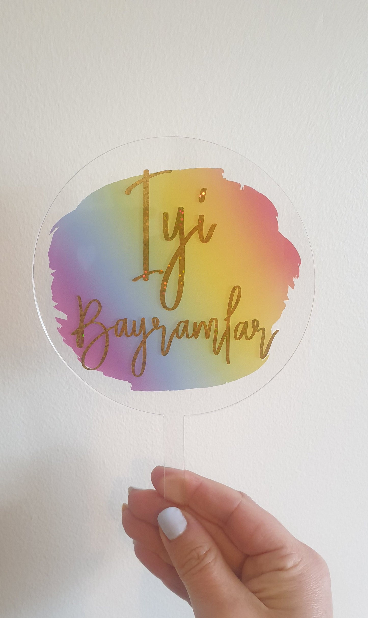 Birthday Cake Topper, Acrylic Cake Topper, Plastic Round Cake Topper, Baby Shower Prop, Cake Topper With Age, Spanish, Ireland, Irish