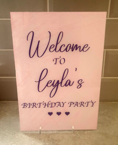 Welcome To Birthday Party Sign, A4 Acrylic Sign, Plastic Welcome Sign, Baby Shower Prop, Hen Party, Wedding, Ireland, Irish