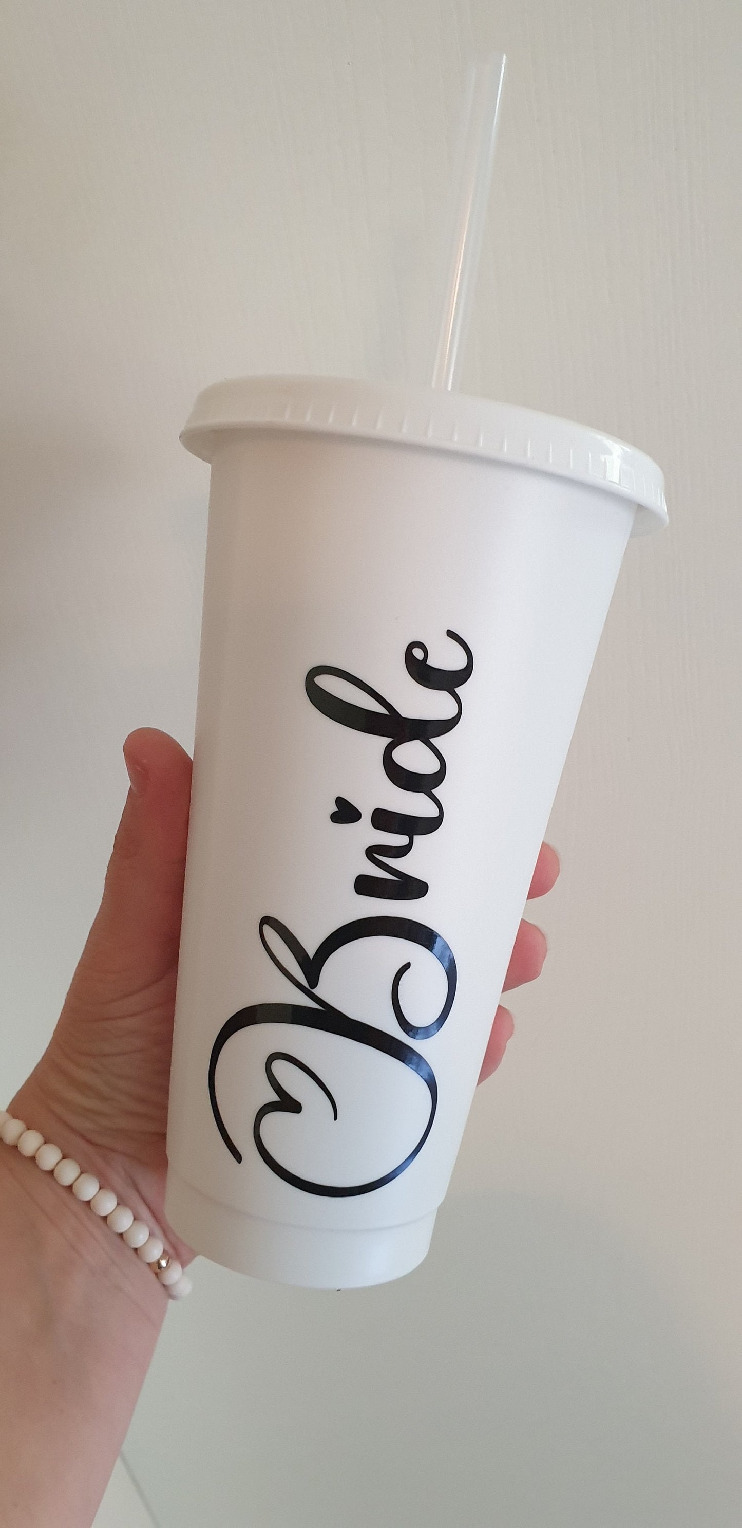 Personalised Bride Tumbler, White Cold Cup, Hen Party Gift, Bride To Be Present, Custom Straw Cup, Bridal Accessories, Wedding, Ireland
