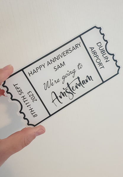 Personalised Acrylic Ticket, Custom Concert Ticket, Holiday, Spa Day Voucher, Mothers Day Gift Experience, Birthday, Ireland, Irish