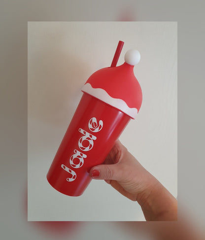 Santa Hat Cold Cup, Personalised Name Cup, Christmas Stocking Filler, Festive Tumbler, Straw Drink Container, Xmas Eve Box, Ireland, Irish