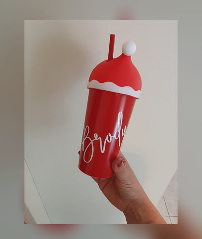 Santa Hat Cold Cup, Personalised Name Cup, Christmas Stocking Filler, Festive Tumbler, Straw Drink Container, Xmas Eve Box, Ireland, Irish