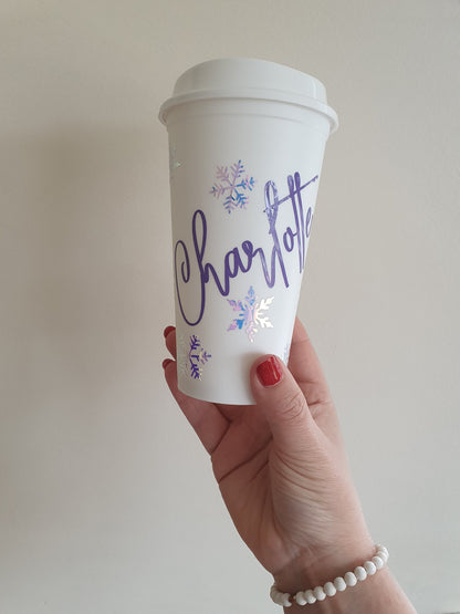 Personalised Christmas Hot Cup, Reusable Coffee Cup, Takeaway Tea Coffee Cup, Travel Cup With Lid, Custom Name, Secret Santa, Ireland, Irish