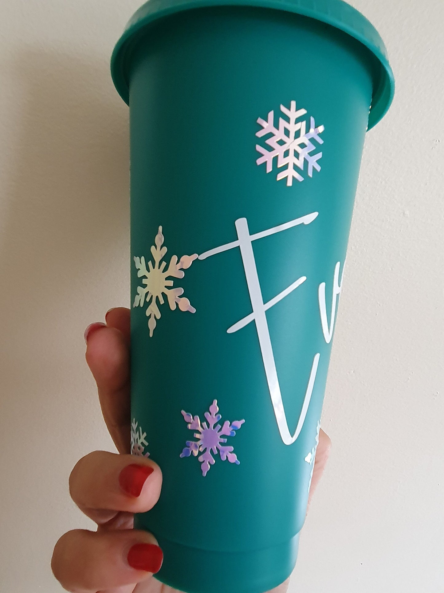 Christmas Snowflake Cup, Personalised Tumbler, Straw Drink Container, Reusable Cup, Secret Santa Gift, Custom Name, Ireland, Irish