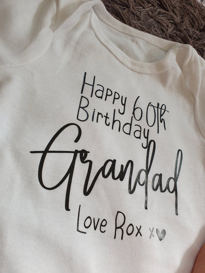 Happy Birthday Grandad Baby Vest | First Birthday As My Grandad Gift | Personalised Bodysuit | Any Text | Baby Boy | Baby Girl | Ireland