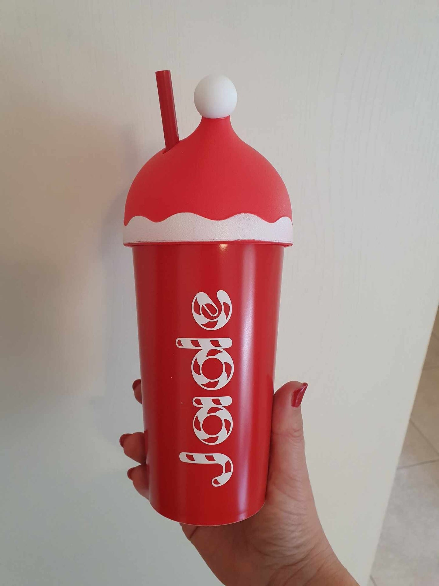 Santa Hat Cold Cup, Personalised Name Cup, Christmas Stocking Filler, Festive Tumbler, Straw Drink Container, Xmas Eve Box, Ireland, Irish