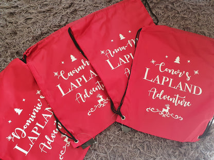 Personalised Lapland Name Drawstring Bag, Christmas Holiday, North Pole Reveal, Custom, Boys, Girls, Ireland, Irish