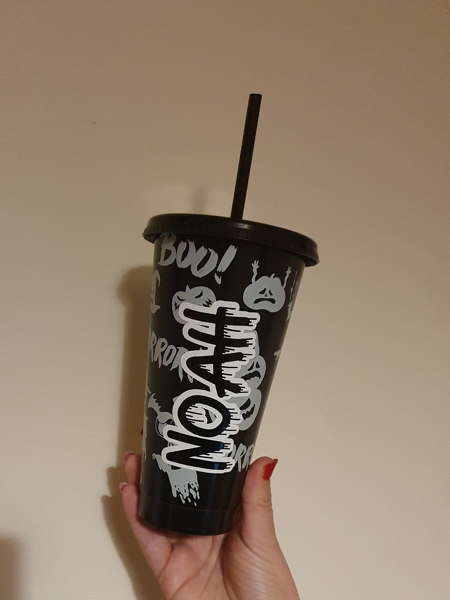 Halloween Glow In The Dark Cold Cup, Personalised Tumbler, Straw Drink Container, Reusable Cup, Halloween Gift, Custom Name, Ireland, Irish