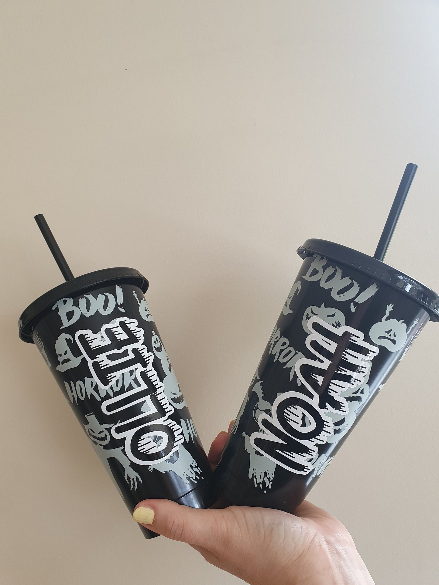 Halloween Glow In The Dark Cold Cup, Personalised Tumbler, Straw Drink Container, Reusable Cup, Halloween Gift, Custom Name, Ireland, Irish