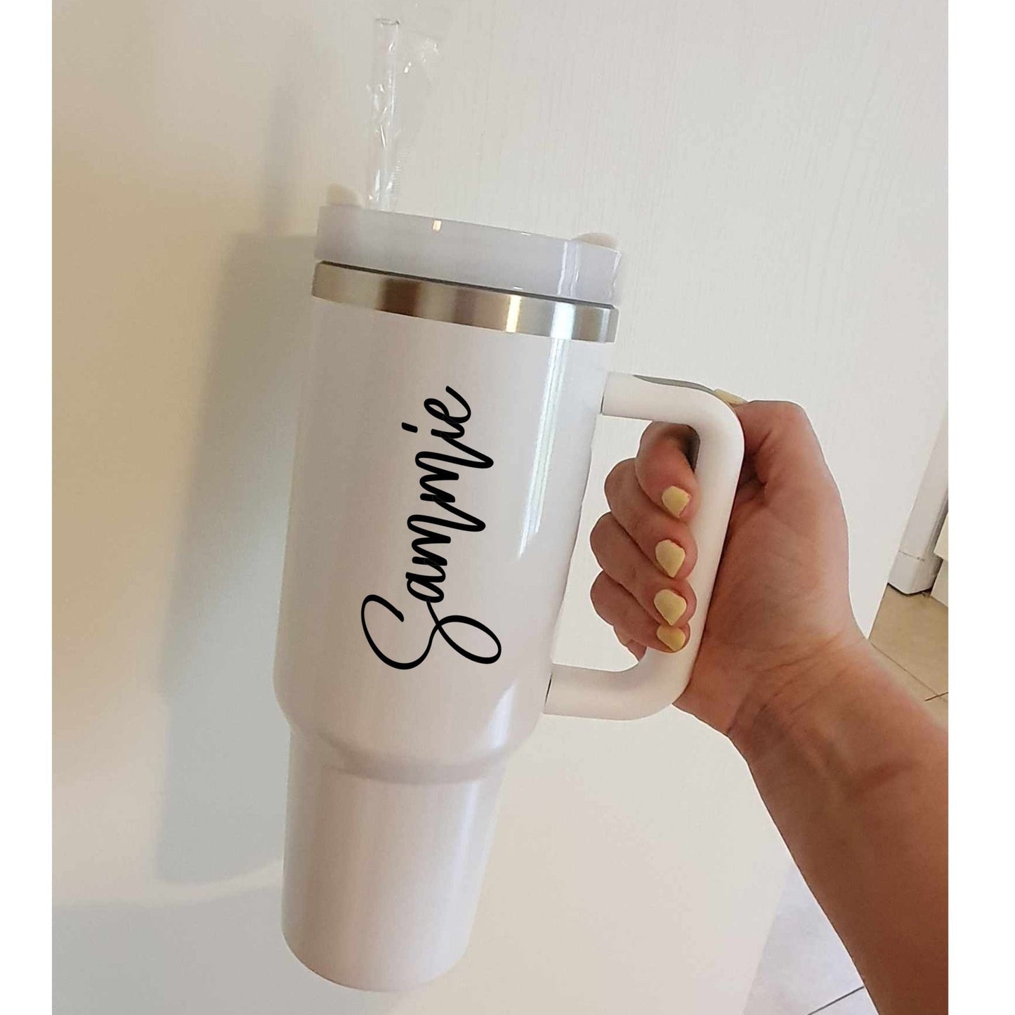 Personalised 40oz Tumbler With Handle, Extra Large Travel Cup, Christmas Gift, Insulated Travel Cup, Straw Drink Container, Ireland, Irish