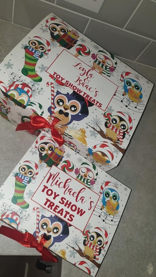 Toy Show Box & Cup Set, Cold Cup, Treat Box, Christmas Eve, Reusable, Family Treat Box, Custom Name, Xmas Owl, Ireland, Irish