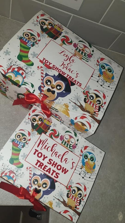 Toy Show Box & Cup Set, Cold Cup, Treat Box, Christmas Eve, Reusable, Family Treat Box, Custom Name, Xmas Owl, Ireland, Irish