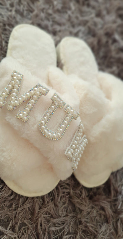 Personalised Fluffy Slippers, Crossover Slippers, Bride to Be, Gift For Mum, Womens Christmas Gifts, Stocking Filler, Ireland, Irish