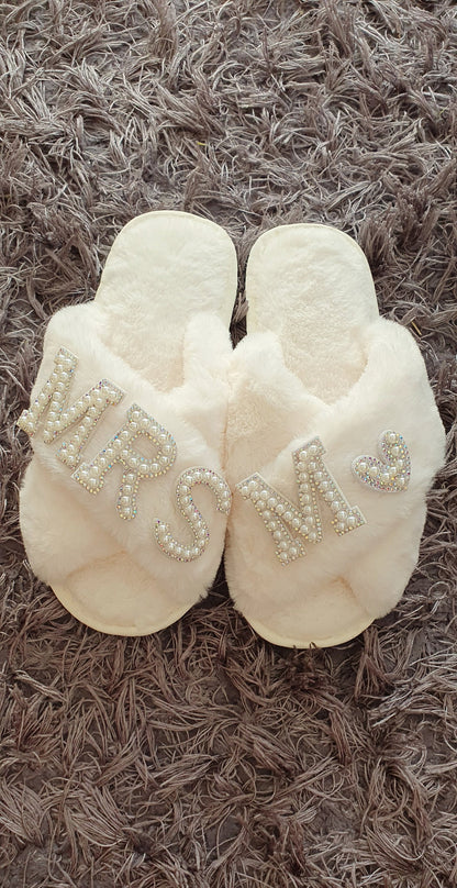 Personalised Fluffy Slippers, Crossover Slippers, Bride to Be, Gift For Hen Party, Bridesmaid Gifts, Stocking Filler, Ireland, Irish