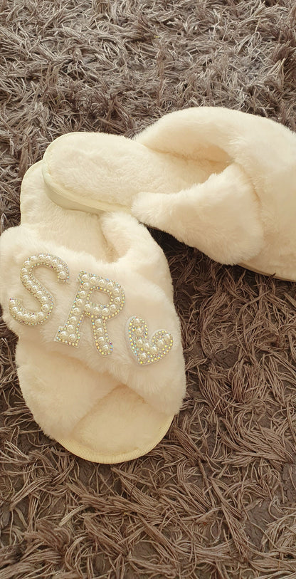Personalised Fluffy Slippers, Crossover Slippers, Bride to Be, Gift For Mum, Womens Christmas Gifts, Stocking Filler, Ireland, Irish