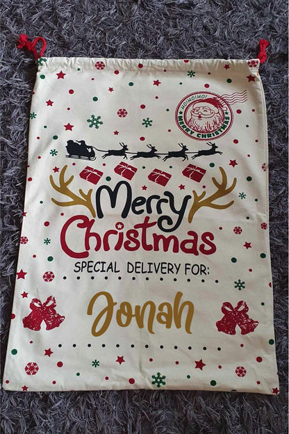 Large Personalised Santa Sack, Christmas Sack, Custom Xmas Bag, First Christmas Tradition, Santa's Delivery, Xmas Eve, Ireland, Irish