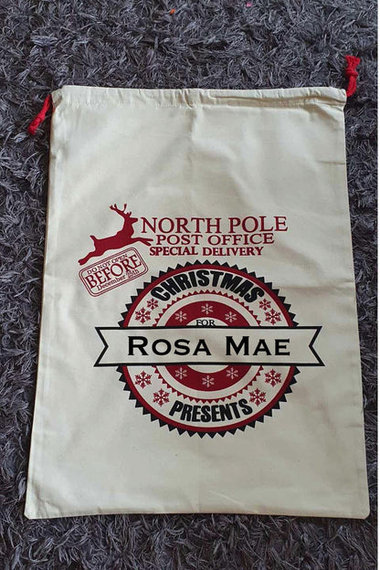 Large Personalised Santa Sack, Christmas Sack, Custom Xmas Bag, First Christmas Tradition, Santa's Delivery, Xmas Eve, Ireland, Irish