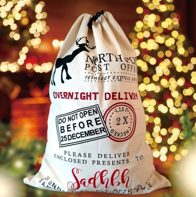 Large Personalised Santa Sack, Christmas Sack, Custom Xmas Bag, First Christmas Tradition, Santa's Delivery, Xmas Eve, Ireland, Irish