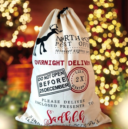 Large Personalised Santa Sack, Christmas Sack, Custom Xmas Bag, First Christmas Tradition, Santa's Delivery, Xmas Eve, Ireland, Irish