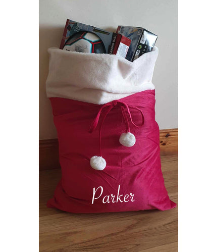 Luxury Red Velvet Santa Sack, Christmas Sack, Custom Xmas Bag, First Christmas Tradition, Santa's Delivery, Girls, Xmas Eve, Ireland, Irish