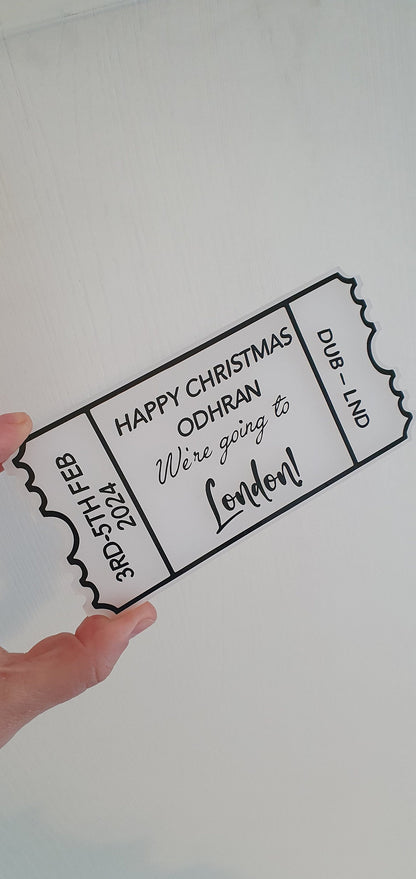 Personalised Acrylic Ticket, Custom Concert Ticket, Holiday, Spa Day Voucher, Christmas Experience Gift, Birthday, Ireland, Irish