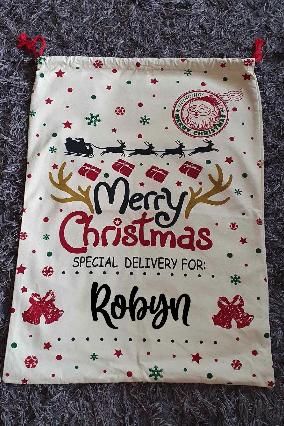Large Personalised Santa Sack, Christmas Sack, Custom Xmas Bag, First Christmas Tradition, Santa's Delivery, Xmas Eve, Ireland, Irish