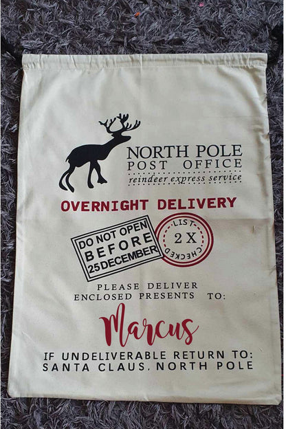 Large Personalised Santa Sack, Christmas Sack, Custom Xmas Bag, First Christmas Tradition, Santa's Delivery, Xmas Eve, Ireland, Irish