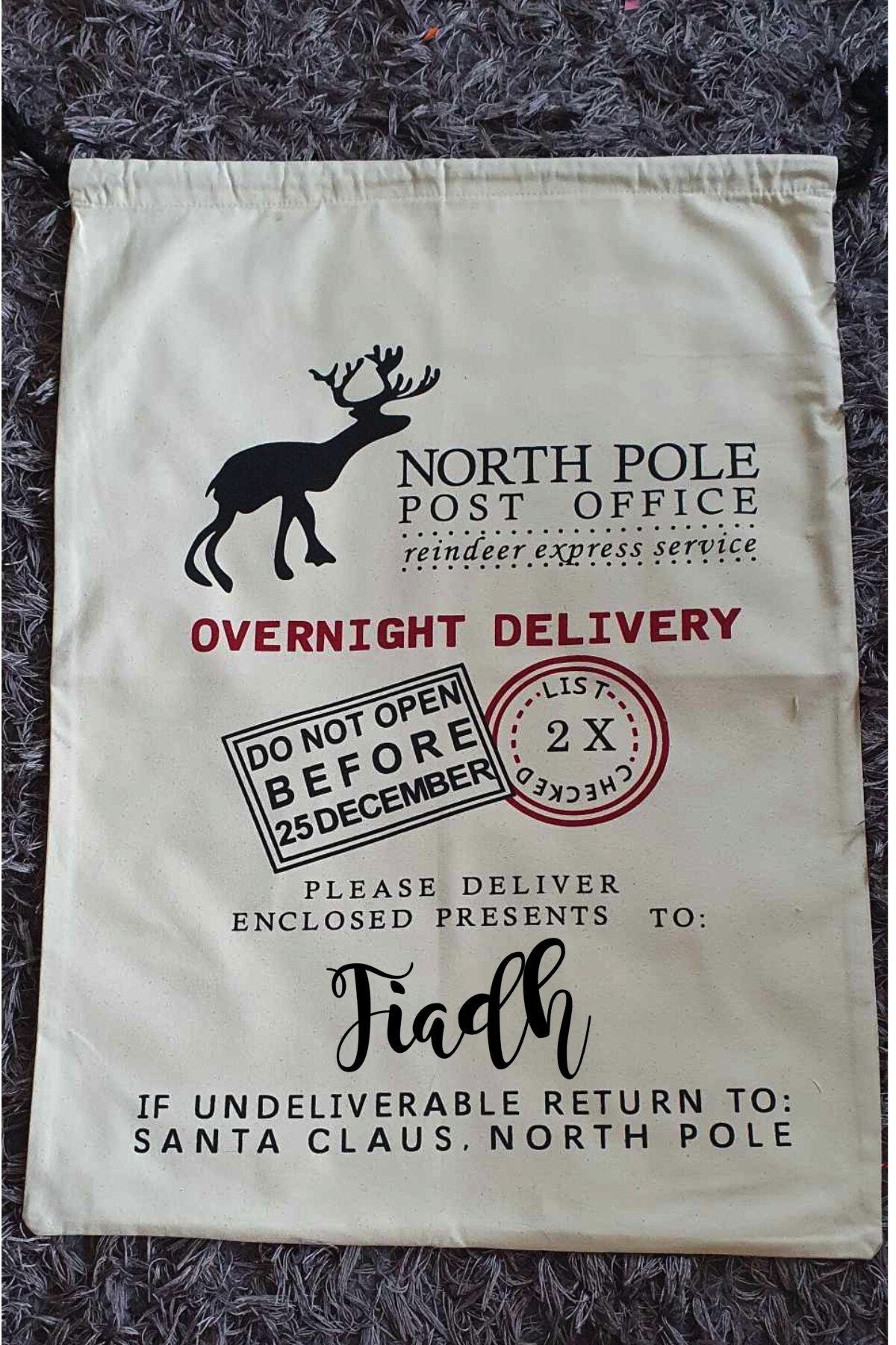 Large Personalised Santa Sack, Christmas Sack, Custom Xmas Bag, First Christmas Tradition, Santa's Delivery, Xmas Eve, Ireland, Irish