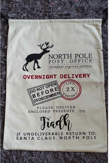 Large Personalised Santa Sack, Christmas Sack, Custom Xmas Bag, First Christmas Tradition, Santa's Delivery, Xmas Eve, Ireland, Irish