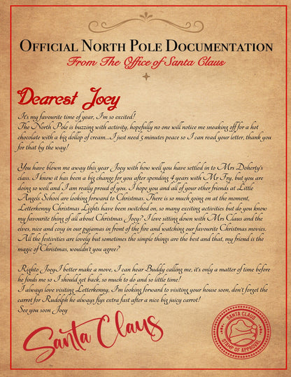 Printable Letter From Santa, Digital Santa Letter,  Personalised Santa Letter, North Pole Letter, Father Christmas, Print at home