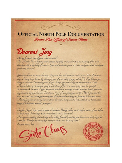 Printable Letter From Santa, Digital Santa Letter,  Personalised Santa Letter, North Pole Letter, Father Christmas, Print at home