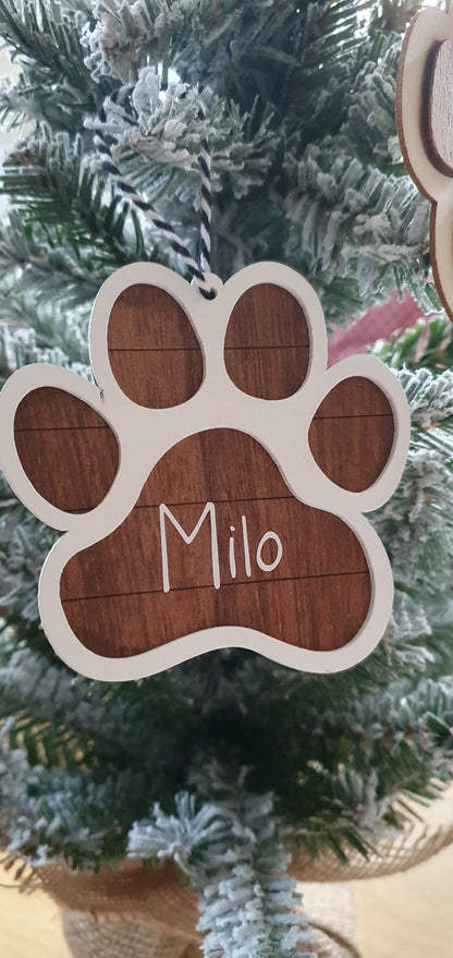 Personalised Dog Christmas Tree Bauble Ornament, Paw Print, Keepsake Gift, Flat Bauble, Pet Gift, Dog Lover, Ireland, Irish