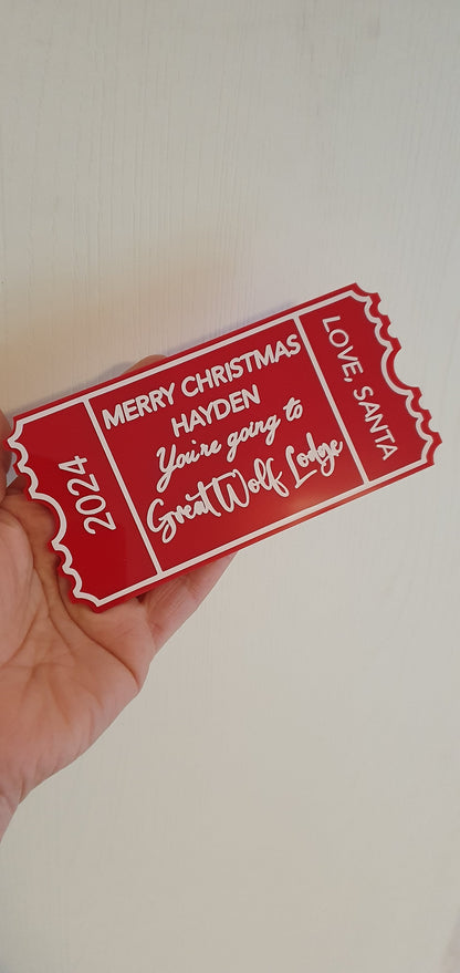 Personalised Acrylic Ticket, Custom Concert Ticket, Holiday, Spa Day Voucher, Christmas Experience Gift, Birthday, Ireland, Irish