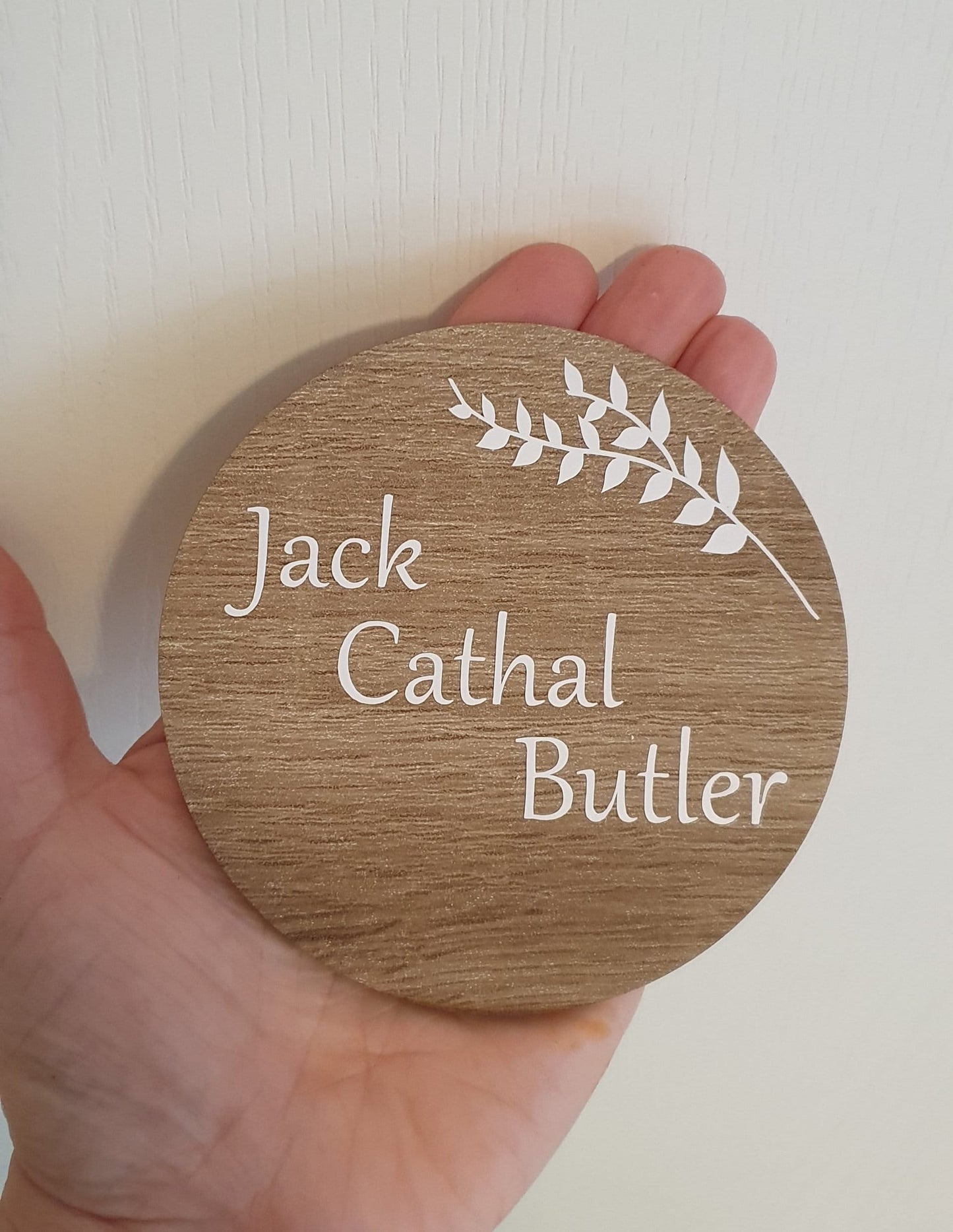 Baby Name Announcement Disc | New Baby Plaque | Birth Announcement | Scan Photo Prop | Mum To Be Gift | Custom Keepsake | Ireland | Irish