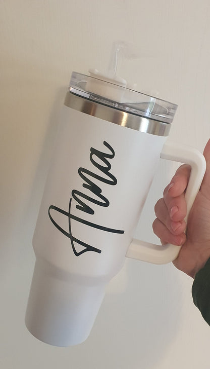 Personalised 40oz Tumbler With Handle, Extra Large Travel Cup, Christmas Gift, Insulated Travel Cup, Straw Drink Container, Ireland, Irish