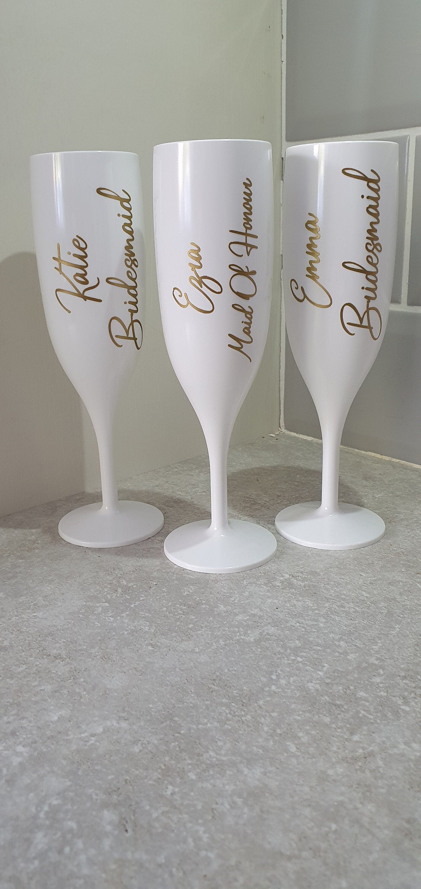 Personalised Plastic Champagne Flute, Hen Party, Bridal Party, Bridesmaid Gift, Wedding, Birthday, Pink Flute, White Flute, Ireland, Irish